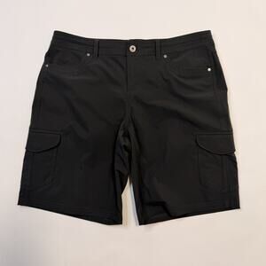 Kuhl Cargo Shorts Womens 14 Black Hiking Stretch Adjustable Waist Pockets Trail
